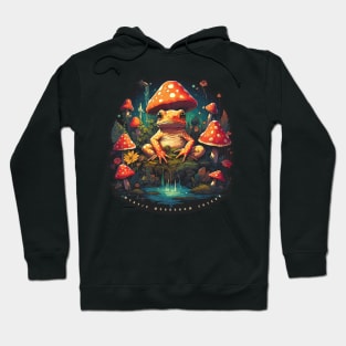 Mystical Mushroom Voyages: Frog in Psychedelic Wonderland Hoodie